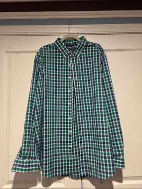 croft & barrow Green and Blue Plaid Button-Down Shirt